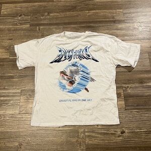 White Short Sleeve Tee with Aquatic Graphic